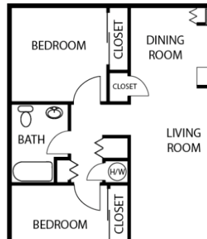 2X1 floor plans available at Vizcaya Apartments in Santa Maria, CA